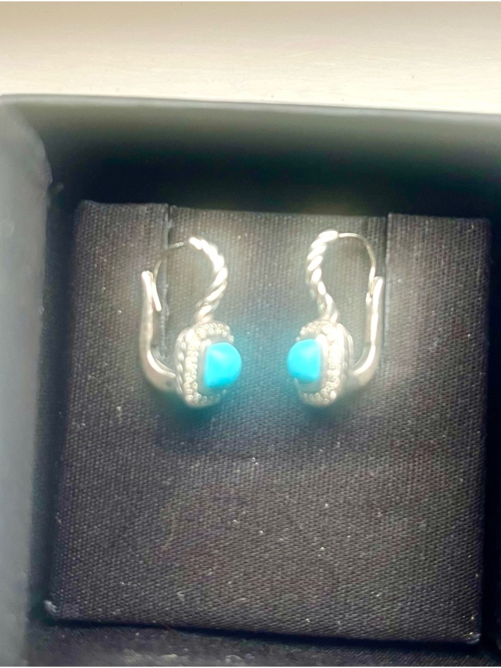 Authentic David Yurman Turquoise/diamonds and silver Earrings